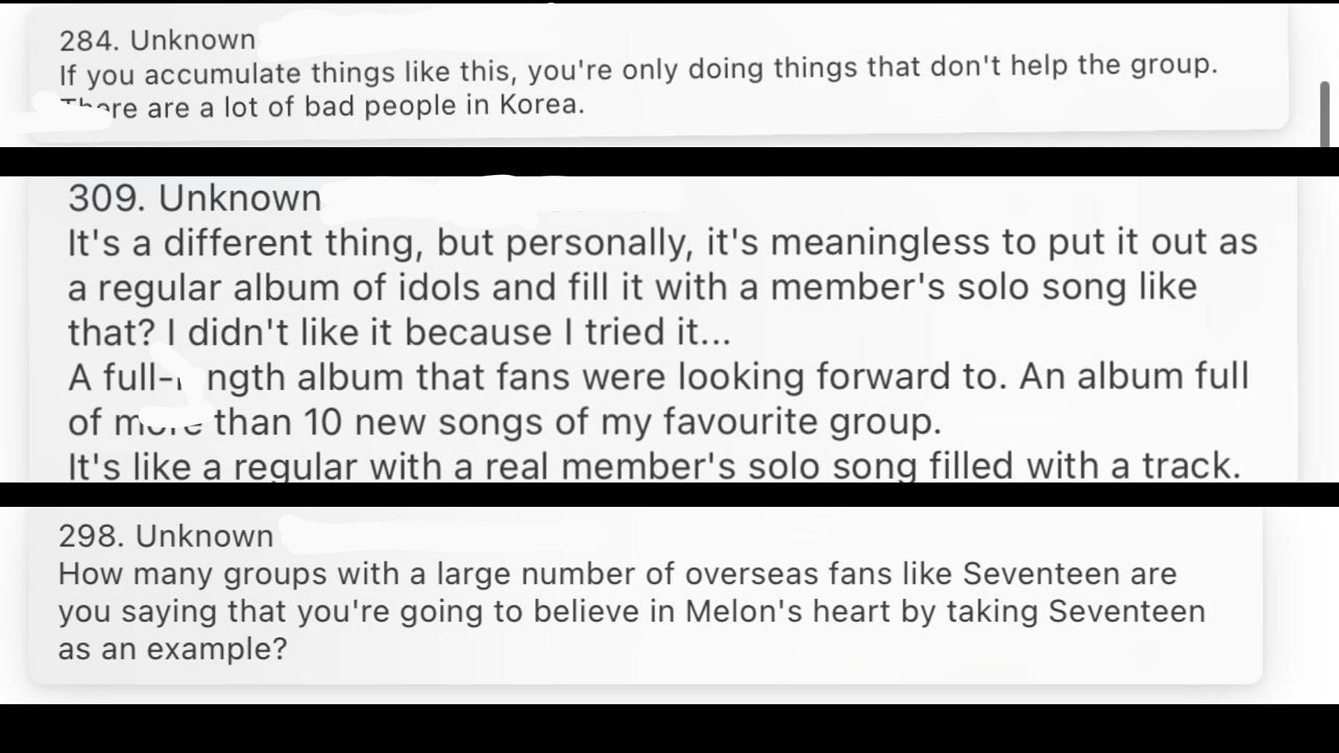 Fans reacting to chart manipulation (Images via TheQoo)